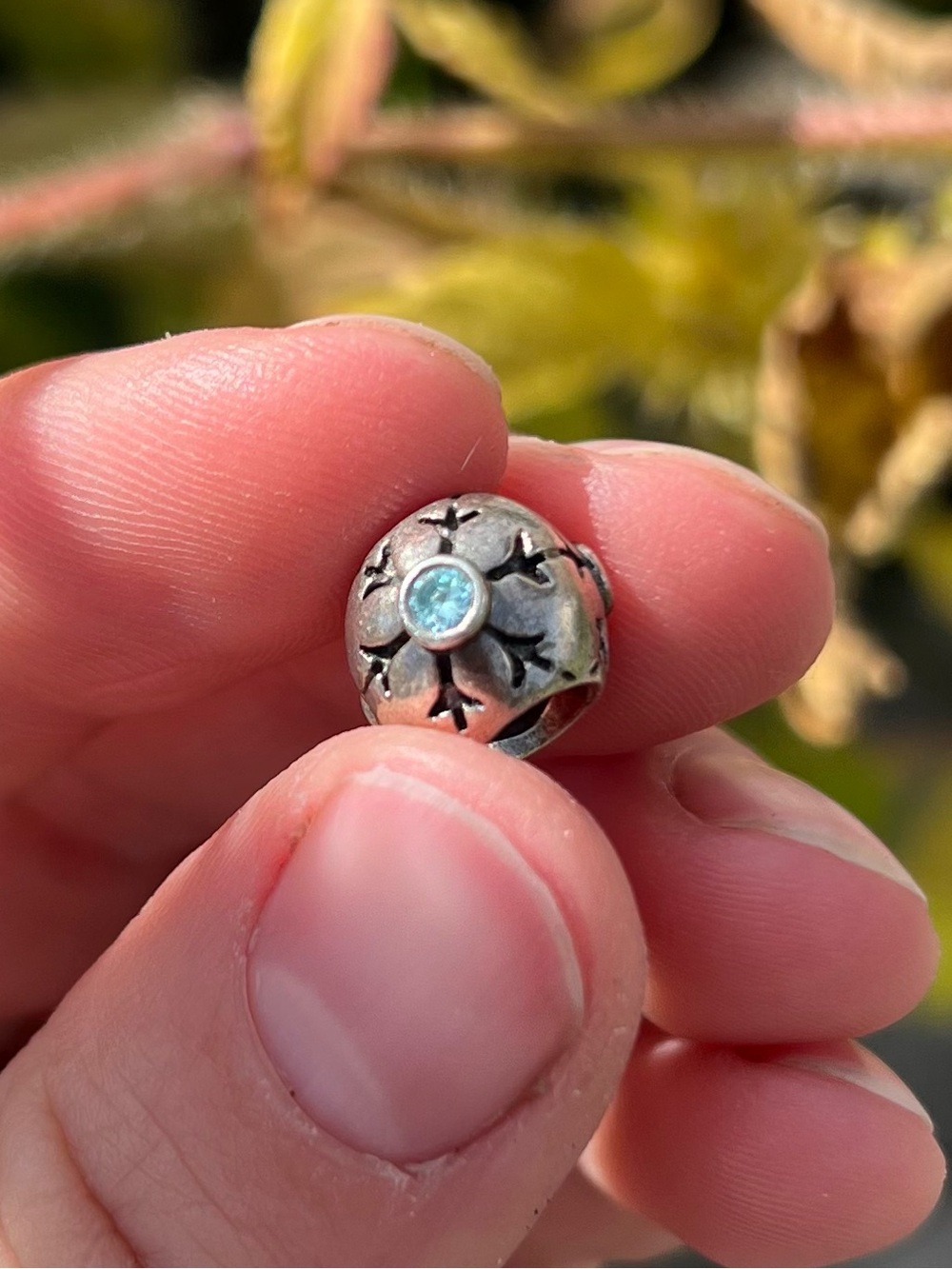 Pandora Sterling Aqua Snowflake Charm